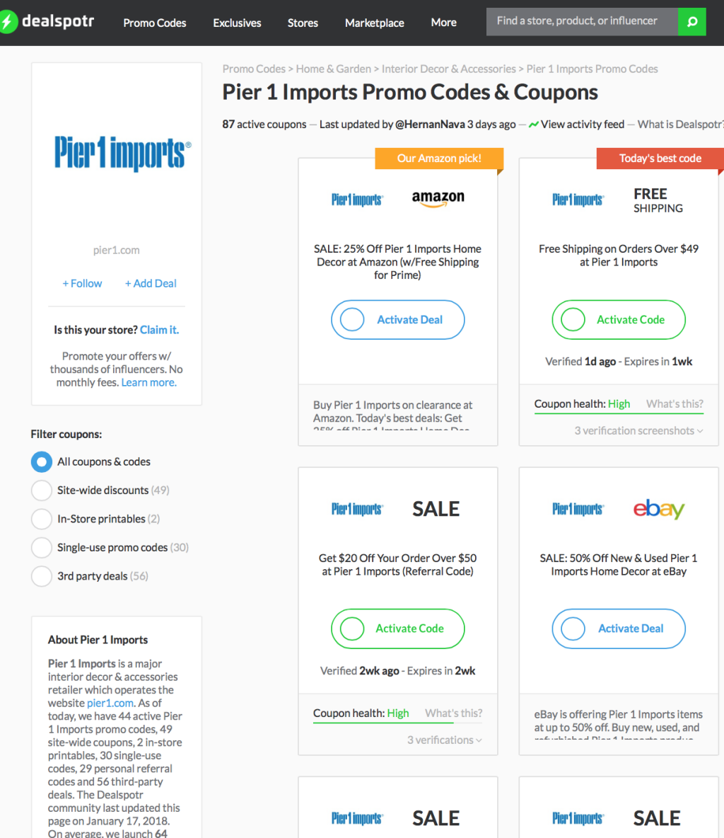 Pier Import Code Promo