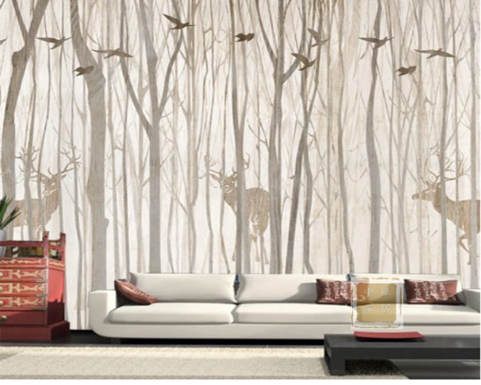 living room tree mural